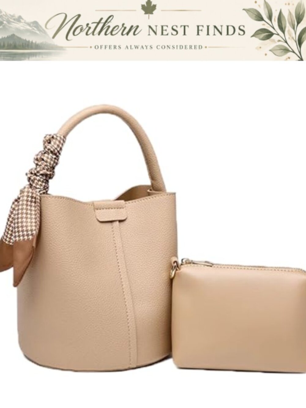 Bucket Shoulder Bag Hobo Crossbody PU Leather Detachable Strap Women